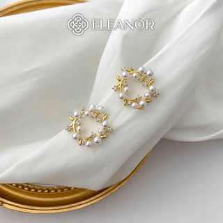 Bông tai nữ chuôi bạc 925 Eleanor Accessories dáng tròn đính đá phụ kiện trang sức khuyên tai 6427