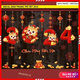 Decal dán tết 2024 in 2 mặt dán cửa kính,decal cành đào trang trí tết hít tĩnh diện, decal trang trí tết 2024