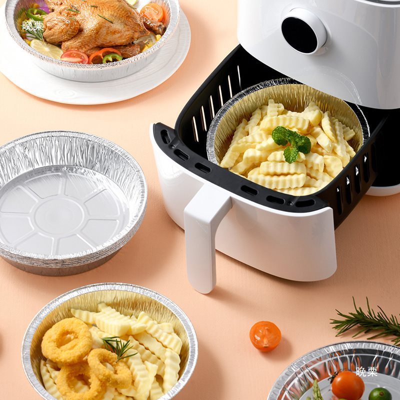 Set 10 khay giấy bạc đựng thực phẩm dùng cho nồi chiên không dầu, lò nướng, lò vi sóng hoặc trực tiếp trên lửa