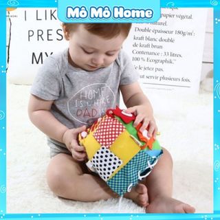 Đồ chơi cho trẻ sơ sinh, Hộp Vải tổng hợp nhiều kĩ năng cần thiết kết hợp với âm thanh lục lạc thú vị, 18x18x18cm