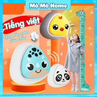 (Sẵn Pin) Bộ chạm nhảy tăng chiều cao đếm TIẾNG ANH từ 1 đến 30. Decal dán tường trẻ em hình con vật Mô Mô Home
