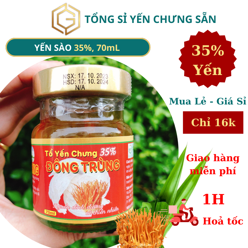 Yến chưng Đông Trùng Hạ Thảo Nha Trang, 35% yến, không chất bảo quản, yến đặc, thơm ngon