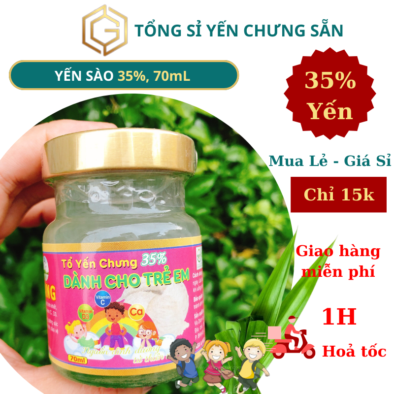 Yến chưng trẻ em Nha Trang, 35% yến, không chất bảo quản, yến đặc, thơm ngon, bổ sung vitamin C, D3, Canxi, Lysine.