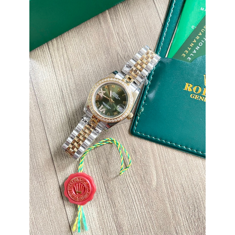 Đồng hồ Rolexxx nữ cao cấp máy  Pin mặt tròn siz 31mm đính đá dây kim loại