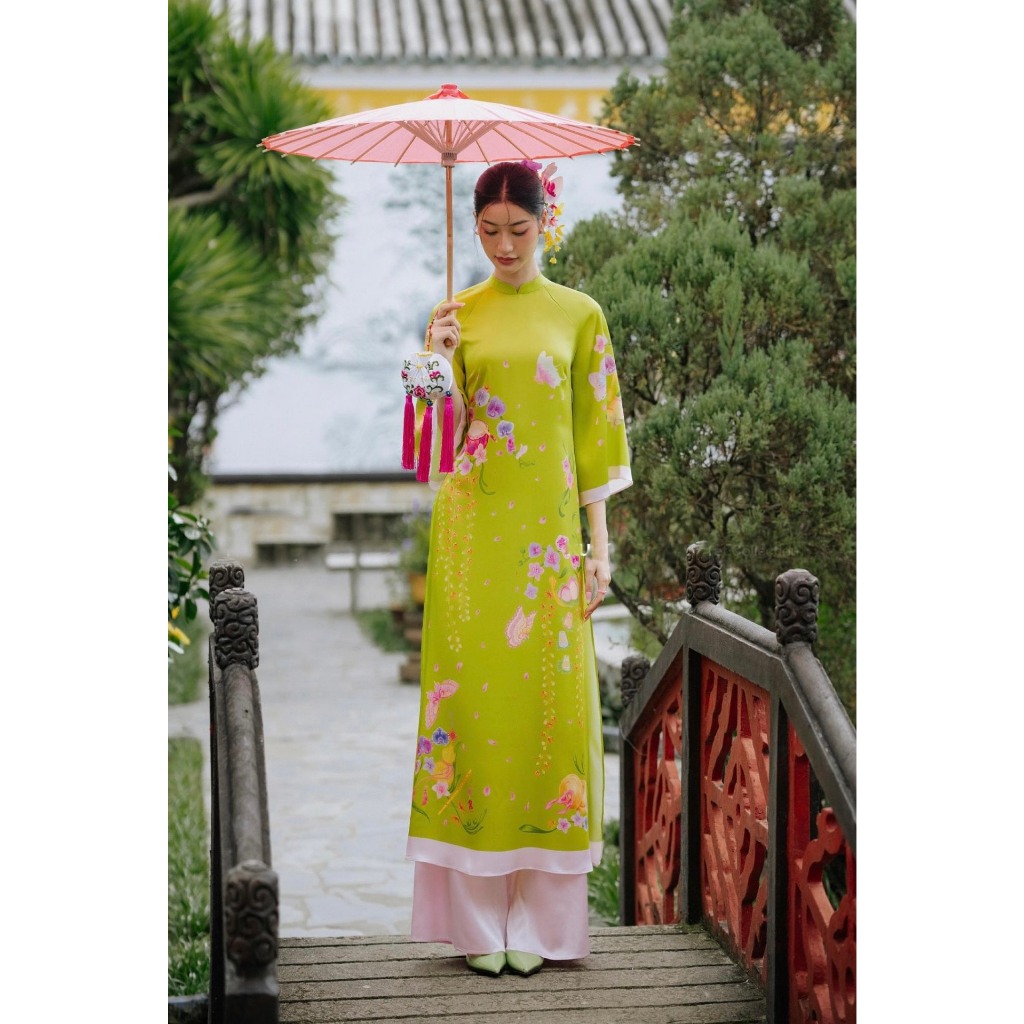 Áo dài cách tân nữ dáng suông xuân chỉ Khai Xuân áo dài xéo xọ thiết kế áo dài saam cover 1:1 chất liệu lụa