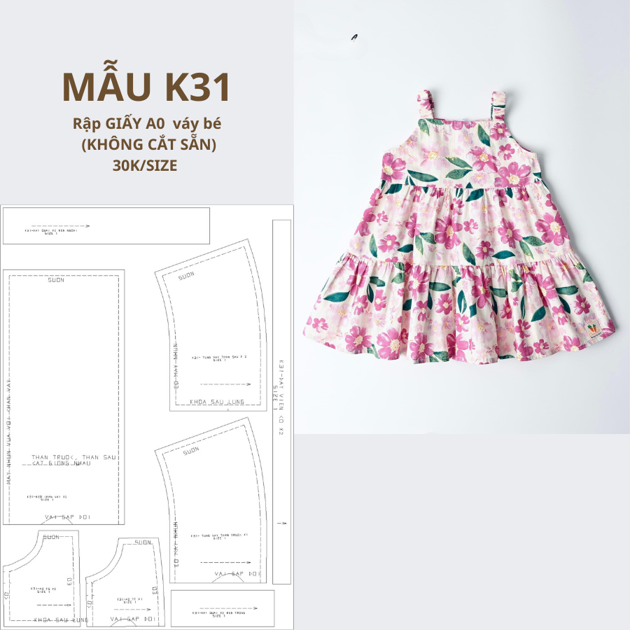 RẬP GIẤY A0 VÁY BÉ 2 DÂY K31