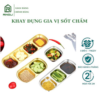 Khay, dĩa, chén inox đựng gia vị sốt chấm hàn quốc-rinoli