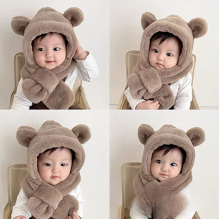 Mũ lông cừu cho bé từ 0-3 tuổi kèm khăn xinh xắn đáng yêu