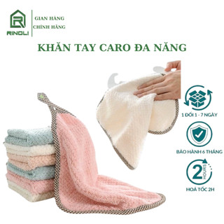 Set 5 Khăn lau đa năng siêu thấm có móc treo - Khăn lau bếp, bát, đĩa, bàn ghế tiện lợi-RINOLI