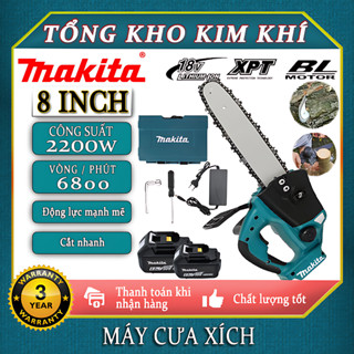 Máy cưa xích makita pin 18V 2200W 203mm không chổi than TẶNG LƯỠI CƯA XÍCH CẮT GỖ, ĐÁ MÀI, ĐÁ CẮT