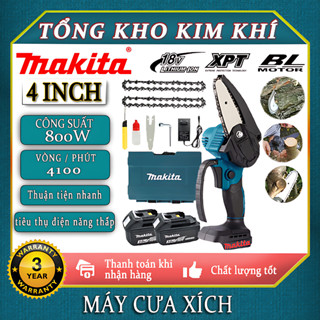 Máy cưa xích Makita cầm tay 800W 15cm - Máy cưa gỗ mini dùng pin MAKITA 18V pin 10cell cắt gỗ tỉa cành cực bén