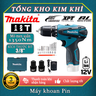 [FULL Hộp 2 pin] Máy khoan pin makita 12v chính hãng - Lõi Đồng 100% - Có đảo chiều.