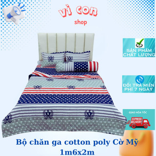 Bộ chăn ga gối 5 món - 4 món cờ mỹ 1m6 x 2m
