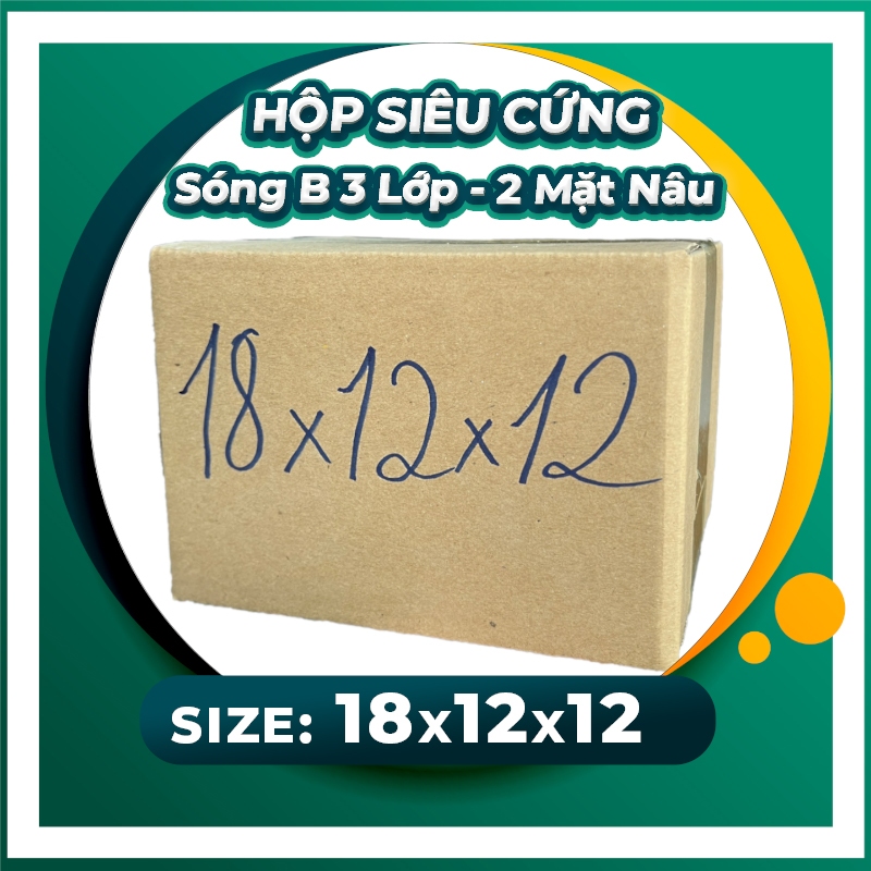 18x12x12 Hộp Carton siêu cứng 3 lớp sóng B