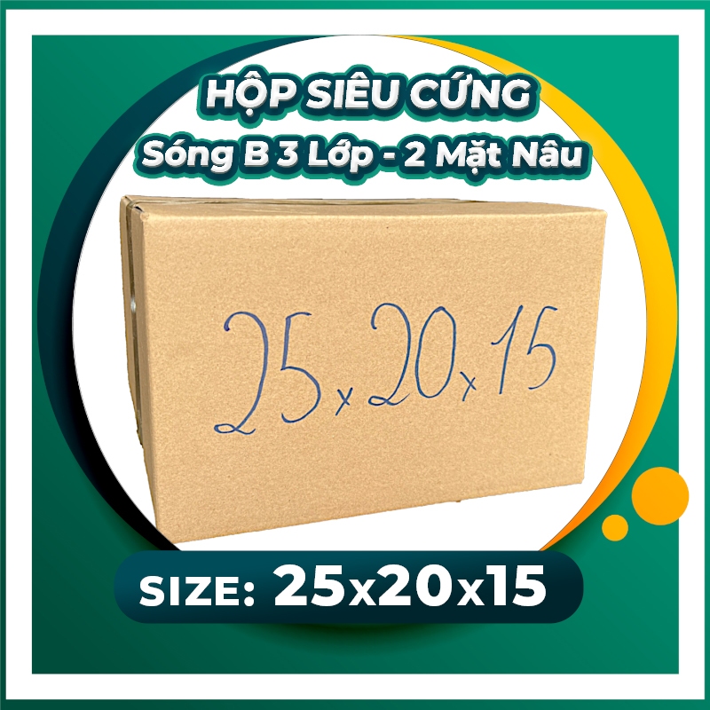 25x20x15 Hộp Carton siêu cứng 3 lớp sóng B .
