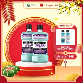 Combo 2 Nước súc miệng Listerine Total Care Sensitive Soothing Taste 750ml Cho Răng Nhạy Cảm - Kosmein