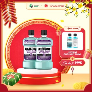 Combo 2 Nước súc miệng Listerine Total Care Sensitive Soothing Taste 250ml Cho Răng Nhạy Cảm - Kosmein