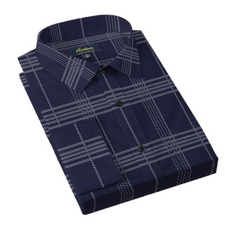 Áo Sơ Mi Nam Công Sở Trung Niên Thương Hiệu Anton Màu Xanh Than Họa Tiết Sọc Ngang Trắng Nhỏ Dài Tay - AC53
