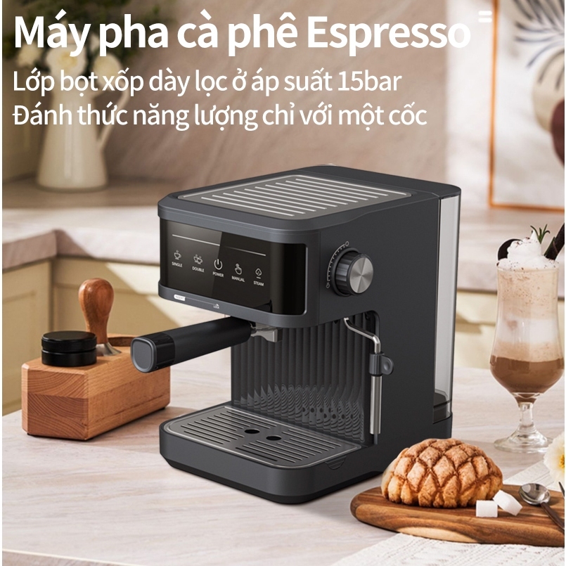 Máy Pha Cà Phê Espresso Gia Đình Mini Tự Động, Máy Pha Cafe Capuchino Inox Không Gỉ