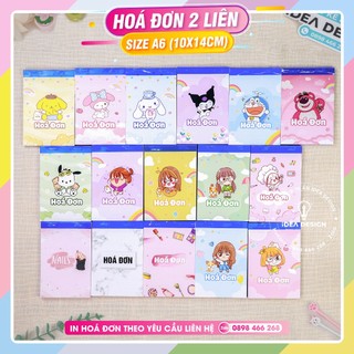 [ SIÊU CUTE ] HOÁ ĐƠN CUTE 2 liên - Size A6 10X14cm - Hoá đơn Gấu dâu, Hoá đơn chibi dễ thương nhiều màu 2 liên