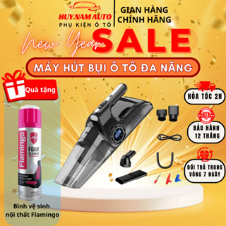Máy hút Bụi Cầm Tay Đa Năng HUY NAM AUTO,Máy Hút Bụi Đa Năng 4 Trong 1 Hút Bụi Kết Hợp Bơm Lốp, Đo Áp Suất, Chiếu Sáng