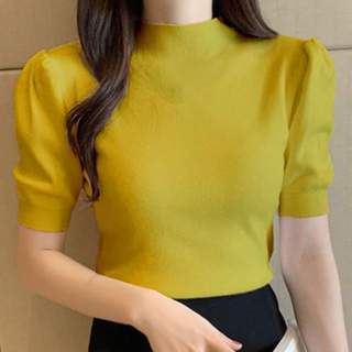 Áo len nữ tay bồng lỡ ( cổ lọ ) cổ cao 3 phân dáng ôm – len dệt kim lông thỏ siêu mềm mịn hàng Quảng Châu cao cấp trẻ tr