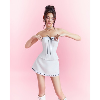 HELI SET - Set áo corset luồn ruy băng phối cùng chân váy.
