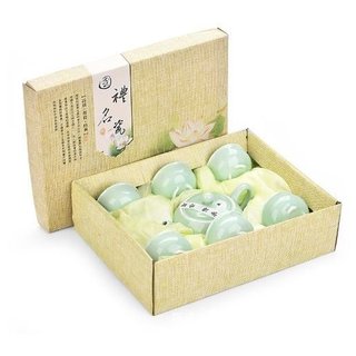 Bộ ấm trà men ngọc cá 3D (giao màu ngẫu nhiên)