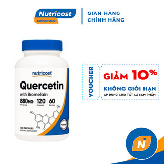 Viên Uống Chống Oxy Hóa, Hỗ Trợ Xương Khớp Nutricost Quercetin + Bromelain 120 Viên