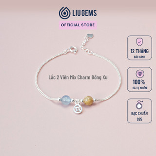Lắc Tay Bạc Nữ 2 Viên Liugems Mix Charm Treo Đồng Tiền Tài Lộc Mang Đến May Mắn Trong Công Việc, Cuộc Sống VB49