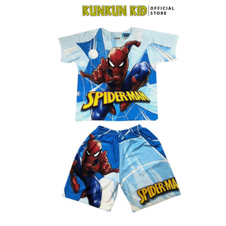 Quần áo bé trai thun lạnh in 3D hình nhện Spiderman Kunkun Kid TP1106 - Đồ bộ trẻ em size đại từ 10-60kg