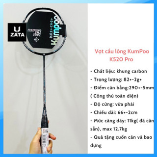 Vợt cầu lông Kumpoo K520pro chính hãng, căng sẵn 11kg tặng kèm bao đựng và quấn cán-ZATA