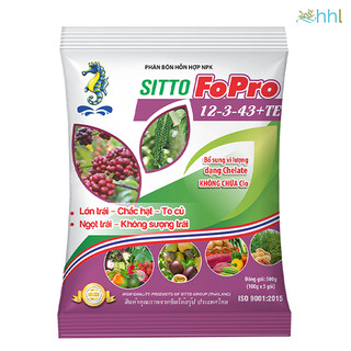 Phân bón lá NPK hòa tan Sitto FoPro 12-3-43+TE gói 100g