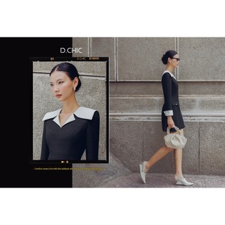 Váy cổ bẻ phối cổ và măng séc D.CHIC MS: 2813391