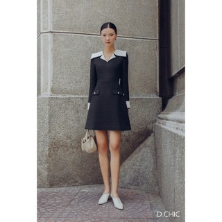 Váy cổ bẻ phối cổ và măng séc d.chic ms: 2813391