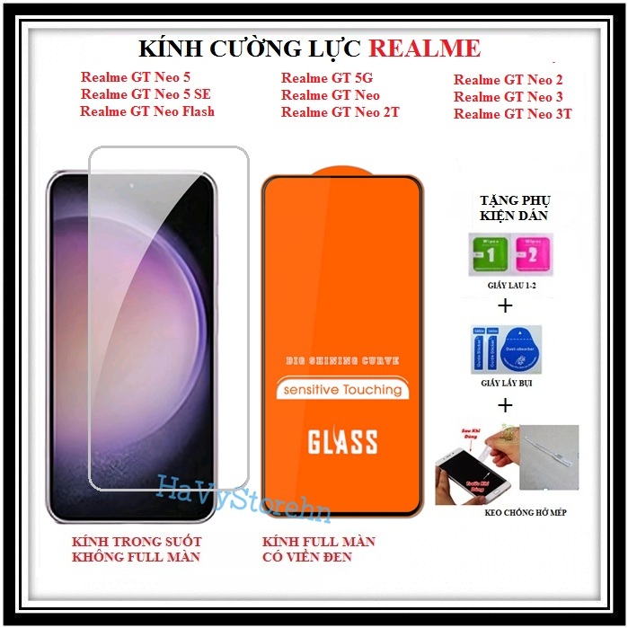 Kính cường lực Realme GT Neo 5  GT Neo 5 SE  Realme GT  GT Neo  GT Neo 2  GT Neo 3  GT Neo 2T  GT Ne