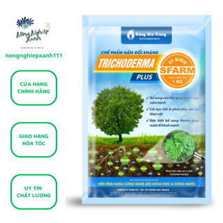  Chế phẩm nấm đối kháng Trichoderma Plus Humic Sfarm gói 500g phòng ngừa nấm bệnh tuyến trùng gây hại 