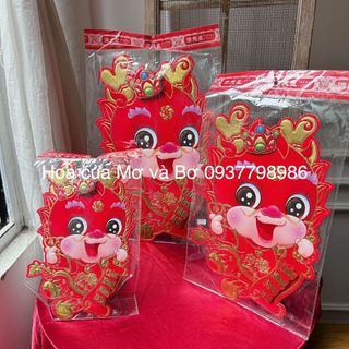 Set 2 Bộ Decal Cửa, Rồng Lắc Thần Tài Dán Cửa Kính - Dải Treo Thần Tài Lắc Đầu Gọi Tài Lộc, Trang Trí Lễ Tết