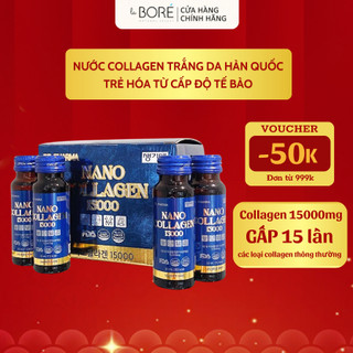 Nước Uống Trắng Da Nano Collagen Thủy Phân Hàn Quốc 15000mg Ngừa Lão Hóa, Giảm Thâm Nám, Đẹp Da - Hộp 10 Chai