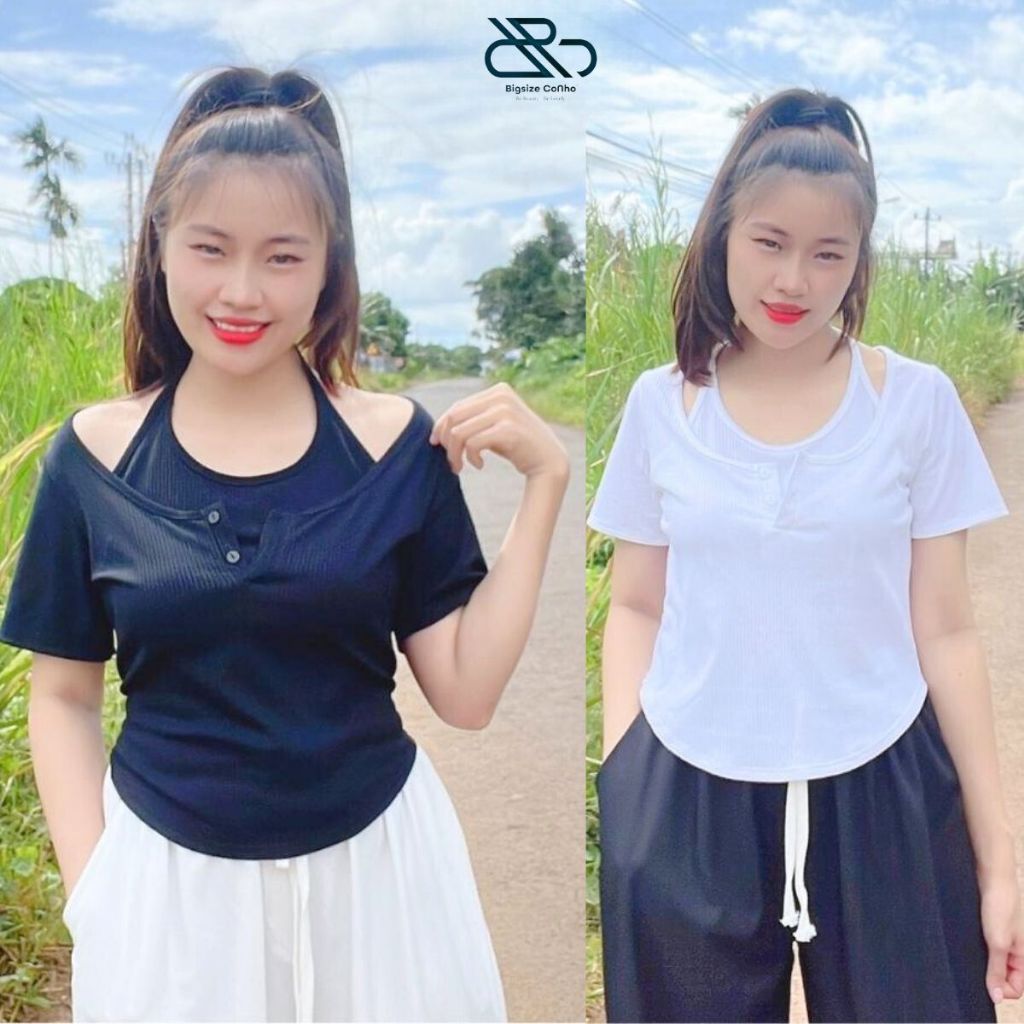 Áo Thun Kiểu Croptop Bigsize Cô Nhỏ Cột Dây Tay Ngắn Chất Gân Tăm Thời Trang Thanh Lịch  G16