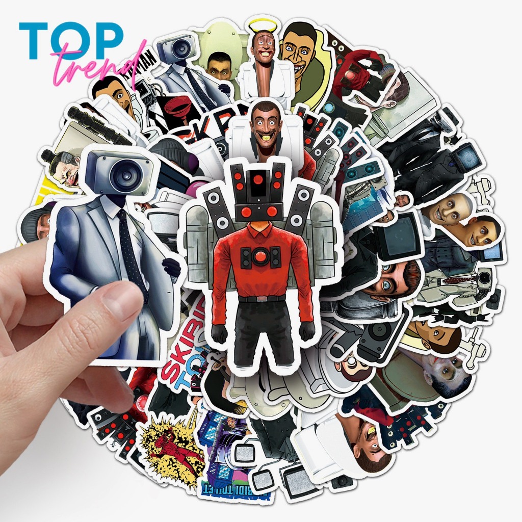 Bộ 50 Sticker Skibidi Toilet Cameraman TV Man Titan Speakerman, hình dán trang trí hoạt hình dễ thương - TOP TREND