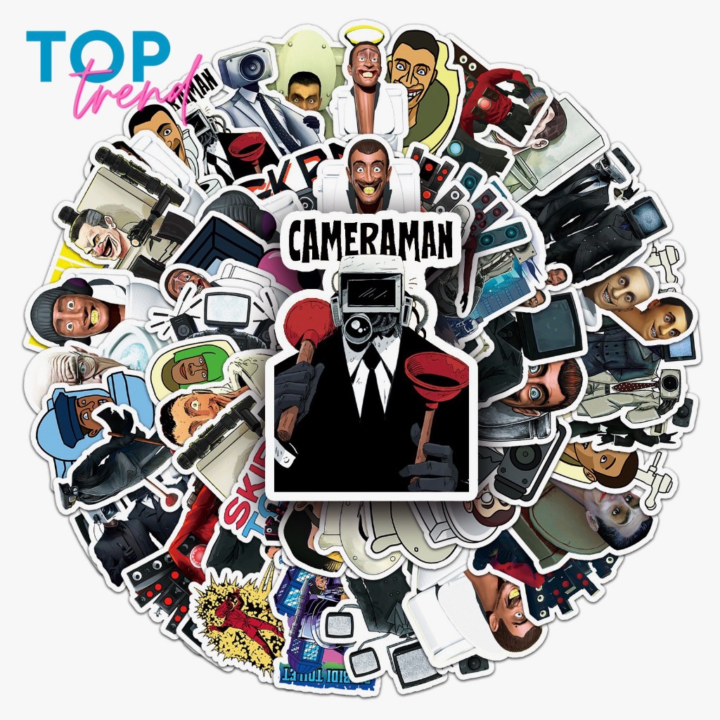 Bộ 50 Sticker Skibidi Toilet Cameraman TV Man Titan Speakerman, hình dán trang trí hoạt hình dễ thương - TOP TREND