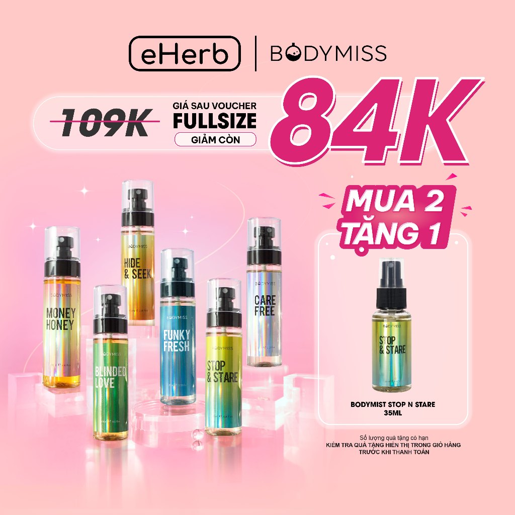  Bodymist unisex 6 mùi - xịt khử mùi hương nước hoa, lưu hương 6 tiếng BODYMISS 105ml 