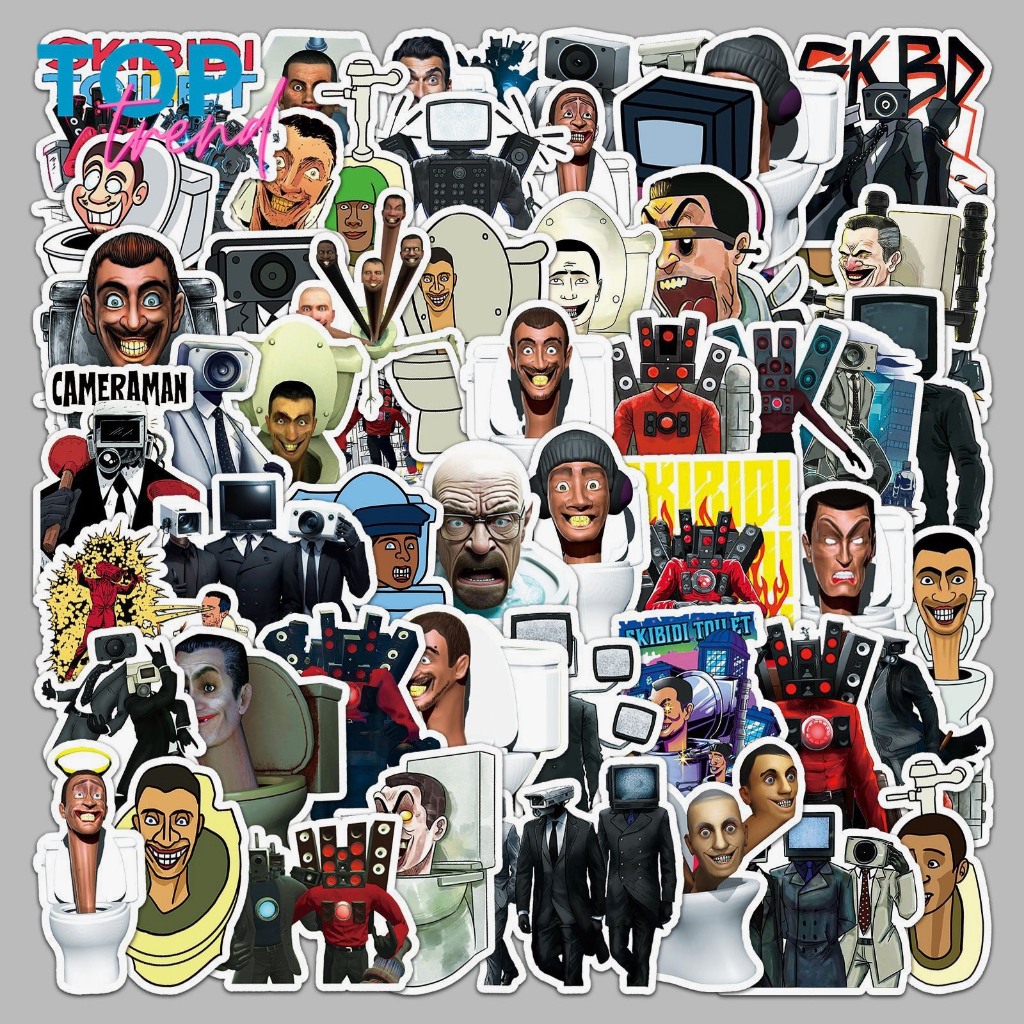 Bộ 50 Sticker Skibidi Toilet Cameraman TV Man Titan Speakerman, hình dán trang trí hoạt hình dễ thương - TOP TREND