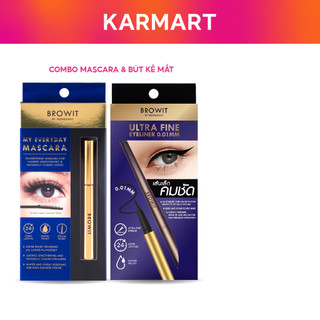 Set Trang Điểm Mắt BROWIT My Everyday Mascara Nongchat và Kẻ Mắt Ultra Fine Black Dành Cho Người Tập Trang Điểm