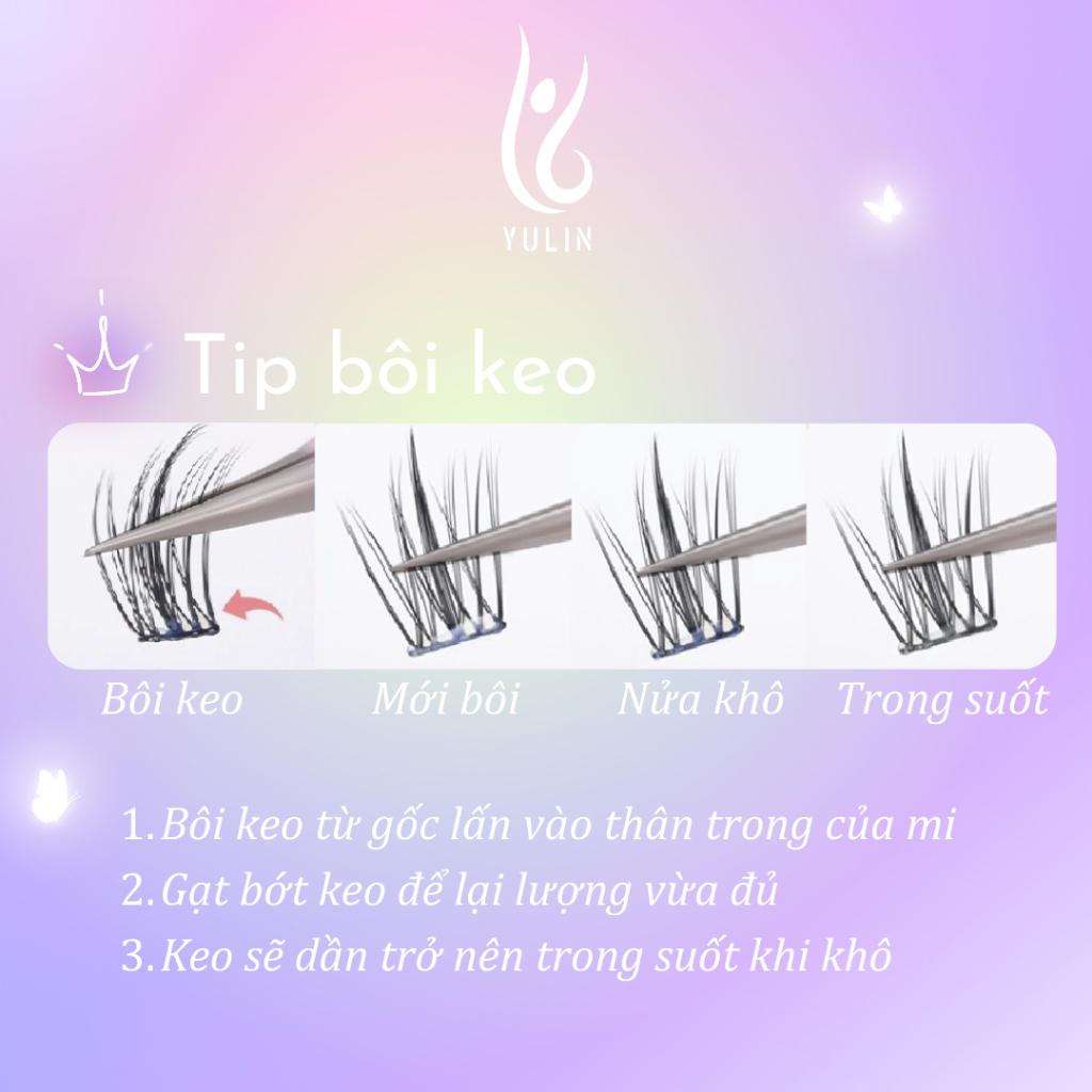 Mi giả tách sợi siêu mảnh và tự nhiên YULIN mã A05, mi tách sợi tặng kèm keo và kẹp lấy