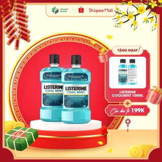 Combo 2 Nước Súc Miệng Listerine Cool Mint 750ml Chăm Sóc Răng Miệng Toàn Diện - Kosmein