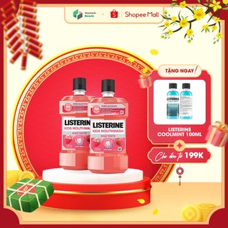 Combo 2 Nước Súc Miệng Listerine Kids Mouthwash 250ml Dành Riêng Cho Trẻ Trên 6 Tuổi - Kosmein