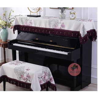 Khăn phủ đàn piano 88 phím thêu hoa phong cách hiện đại sang trọng