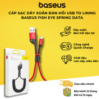  Cáp Sạc Nhanh Dây Xoắn lò xo đàn hồi Baseus Fish Eye Spring Data có thể kéo dài cho X,11,12,13,14,14pro promax 